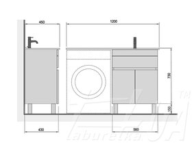 Тумба з умивальником крилом над пралкою "City White 60"