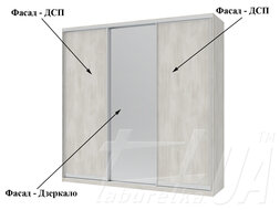 Шкаф купе "Сити Лайт" 225х225х60 см 3-дверный