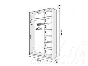Шкаф купе "Стандарт" 1500х450х2400 мм, Дуб аппалачи; фасады фотопечать F-23 L AL  на удаленном складе