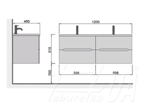 Тумба "Octavio 120-A" (Double 120x2) з умивальником
