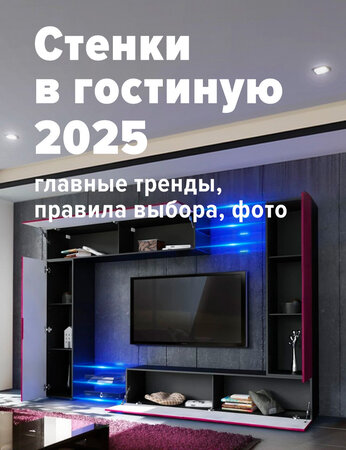 Стенки в гостиную 2025: главные тренды, правила выбора, фото