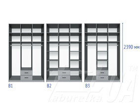 Шкаф 3Д2Ш + зеркало "Лион" 1460 мм