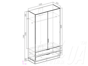 Розпашна шафа "С-7" 2Ш2Д