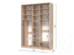 Шкаф-купе трехдверный "E-Line" ШК 3.1 1900 мм