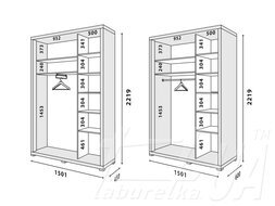 Шкаф купе "Домино" 1500 мм 2-дверный