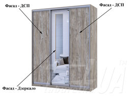 Шкаф купе "Сити Лайт" 180х225х60 см 3-дверный