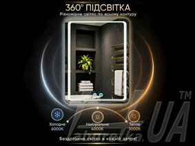 Зеркало с подсветкой и подогревом "Eureka"