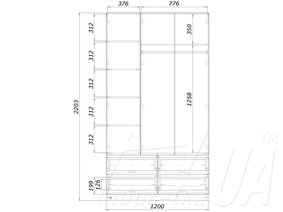 Шафа розпашна тридверна "Економ", 1200 мм
