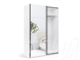 Шафа-купе "Міла" 1,5х2,1м двері Глянець Білий/Дзеркало
