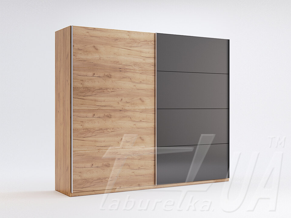 Шкаф-купе "Луна" 250х212х62 см 2-дверный с подсветкой Дуб крафт/Мат лава, серия H