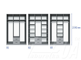 Шкаф 3Д2Ш + зеркало "Лион" 1460 мм